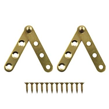 Imagem de JCBIZ Dobradiça giratória de 360 graus para porta, 2 peças, latão dourado giratório de 360 graus, dobradiça de cobre oculta para porta de armário de janelas, galpões de cercas, armários de armário de