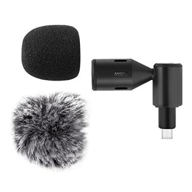 Imagem de Qudai Mini Plug-in Smartphone Microfone Celular Mic Cardioid Pickup Type-C Plug 90 ° Angulo ajustável com 2pcs Windscreen para Smartphone Transmissão ao Vivo Vlog Online Singing BD