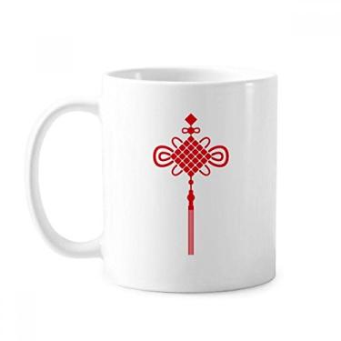 Imagem de Caneca de cerâmica com nó de segurança vermelho China xícara de porcelana de café louça