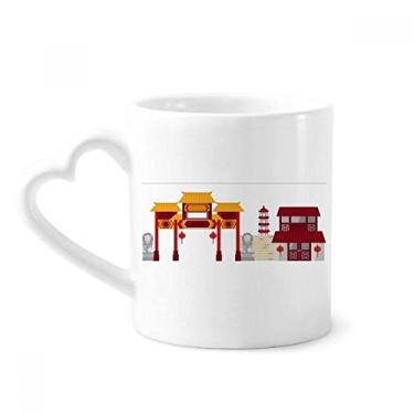Imagem de Caneca com estampa de leão de pedra arquitetura da China Caneca de café cerâmica copo de coração de vidro