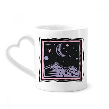 Imagem de Purple Mountain Moon Star Element Caneca gravada café cerâmica copo de coração de vidro