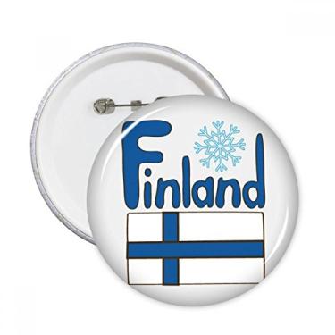 Imagem de Bandeira nacional da Finlândia padrão azul pinos redondos crachá botão emblema decoração acessório 5 peças