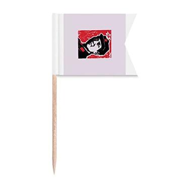 Imagem de Bandeiras de palito de propaganda de educação juvenil chinesa para marcação de rotulagem para bolo de festa comida prato de queijo