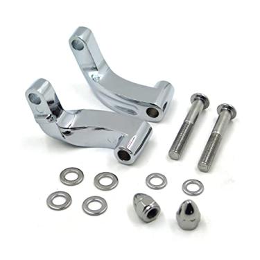 Imagem de HASkulle Extensores de espelho de motocicleta cromados Kit adaptador de extensão de realocação de espelho compatível com Harley Davidson Heritage Flstc Fxcwc Super Glide Fxdc Wide, prata