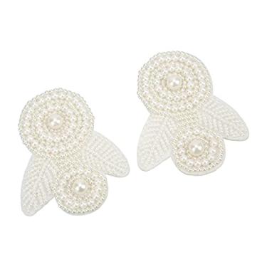 Imagem de 2 Peças de Clipes de Decoração de Sapatos Com Laço de Pérolas Clipes de Sapatos de Laço de Casamento Sapatos de Festa de Formatura Acessórios de Decoração (flor de bola de pérola bege)
