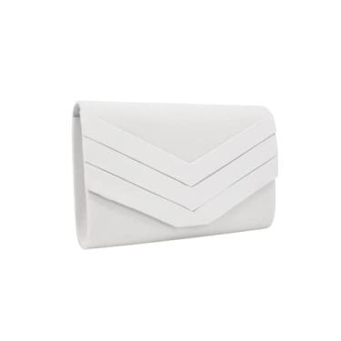 Imagem de JAMBHALA Bolsa Elegante Envelope de Camurça Para Noite Para Festa de Casamento Coquetel Feminino (branco)