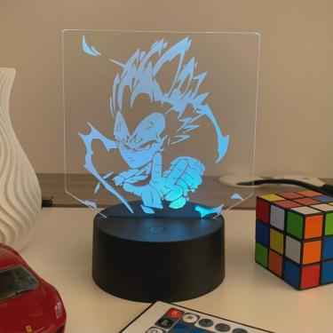 Luminária Led 3d, Goku Super Sayajin 3,16 Cores + controle, Dragon