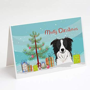 Imagem de Caroline's Treasures BB1613GCA7P Árvore de Natal e Border Collie Cartões e Envelopes Pacote com 8, 7 x 5, multicolorido