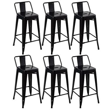 Imagem de Loft7, Kit 6x Banquetas Banco Médias Iron Tolix com Encosto, 66 Cm Industrial, Aço Carbono com Design Vintage - Preto
