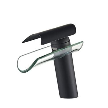 Imagem de Torneira de banheiro preta em cascata, quente e fria, torneira de guindaste, vidro para pia de banheiro, 3