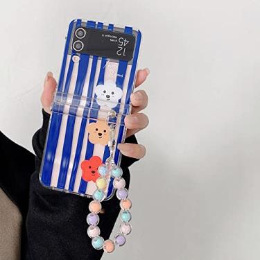 Imagem de Fashion Leaves Clear Folding Case Para Samsung Galaxy Z Flip 4 Case ZFlip3 5G Hand Chain Bracelet Hard PC Back Cover,16,TianWenBear,Para SAM Z Flip4