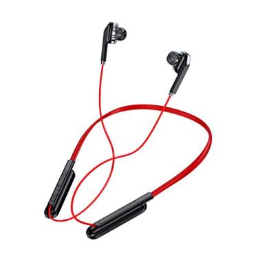 Imagem de Fone de ouvido esportivo sem fio Bluetooth 5.0 subwoofer estéreo pendurado no pescoço pendurado metal magnético fone de ouvido Bluetooth (vermelho)