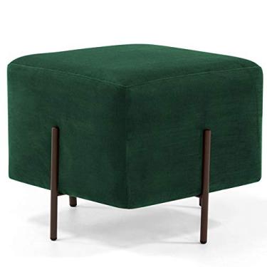 Imagem de Puff Quadrado Decorativo Status 45x45 D02 Pés de Aço Veludo Verde Musgo C-303 - Lyam Decor