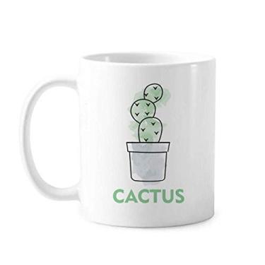 Imagem de Suculentas de cacto em vaso para aquarela, caneca de cerâmica para café e porcelana
