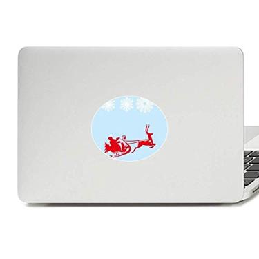 Imagem de Adesivo de vinil com estampa de flocos de neve e alce de Natal, adesivo para notebook