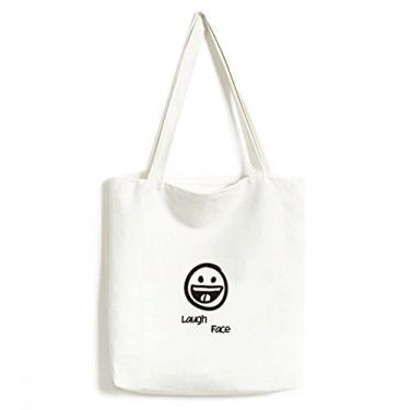 Imagem de Bolsa de lona Laugh branca com estampa de chat feliz bolsa de compras casual