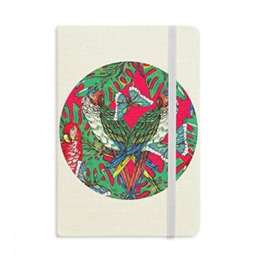 Imagem de Caderno de folhas de pássaro rosa céu feliz oficial de tecido capa dura diário clássico