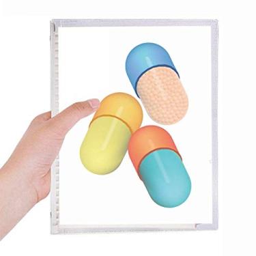 Imagem de Produtos de cuidados com a saúde com padrão de comprimidos, caderno de folhas soltas, diário recarregável, papelaria