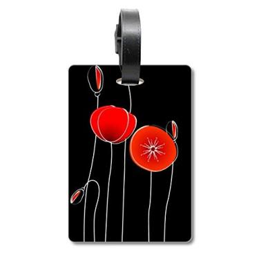 Imagem de Abstract Red Circle Flowers Line Art Milho Mala de Bagagem Etiqueta Cartão de Bagagem Scutcheon Etiqueta