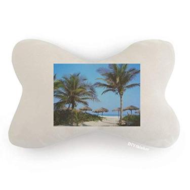 Imagem de DIYthinker Almofada para decoração de pescoço com imagem de céu azul oceano e almofada para apoio de cabeça