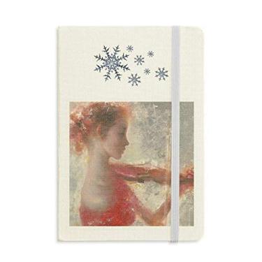 Imagem de Caderno de pintura a óleo Red Girl Lotus XJJ grosso diário flocos de neve inverno