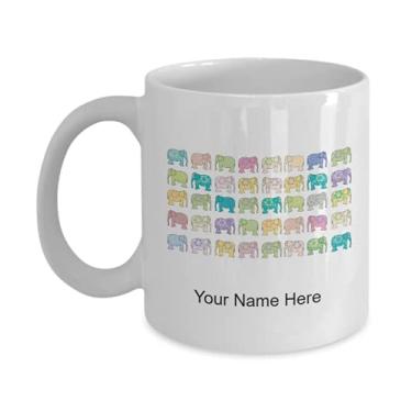 Imagem de Caneca personalizada de vetor de elefante, xícara de café de vetor de elefante, ideia de presente de elefante, copo de elefante de vetor personalizado - Caneca de café de 325 ml