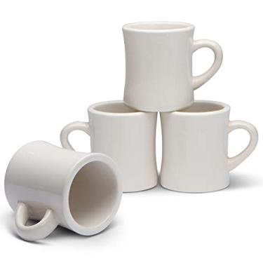 Imagem de Serami Conjunto de canecas de café cremoso original de 325 ml - canecas de cerâmica ótimas para conjunto de cozinha, viagem e chá quente, caneca retrô de casa de fazenda com alça, xícaras de café resistentes (pacote com 4)