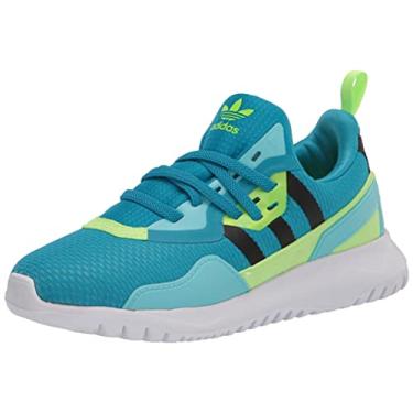Imagem de adidas Originals Tênis unissex infantil com elástico Flex Originals, Sonic Aqua/Pulse Aqua/Signal Green, 3 Little Kid