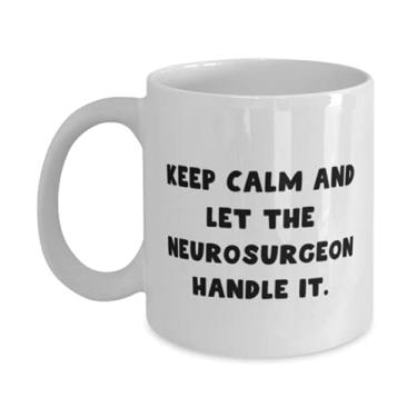 Imagem de Presentes engraçados de neurocirurgião, Keep Calm and Let the Neurosurgeon Handle It, caneca de 325 ml para neurocirurgião