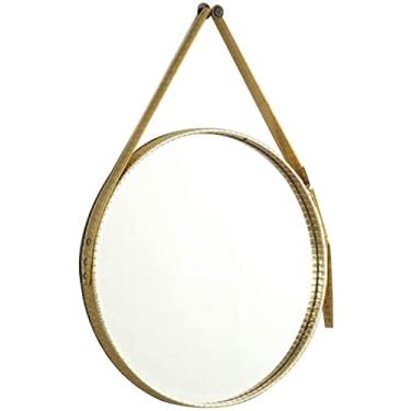 Imagem de Espelho de maquiagem Espelhos de parede redondos para sala de estar, espelho decorativo de cinto espelho de pia espelho redondo espelho de banheiro montado na parede para espelhos de vaidade montados na parede de corredor (cor: preto) (ouro feito na