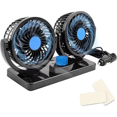 Imagem de Leaflai Ventilador de carro 12V, ventilador de refrigeração elétrico para carro com 360 graus Rotativos 2 Velocidades Ventiladores de carro Silencioso Forte Ventilador de refrigeração