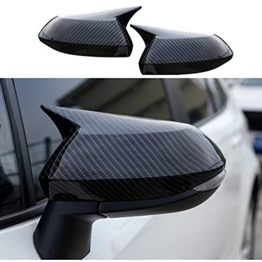Imagem de CEBAT ABS Capa de proteção do espelho retrovisor Guarnição da porta lateral Shell Auto Decoração Exterior Acessórios para Toyota Corolla 2020 2021 2022 2023 (fibra de carbono)