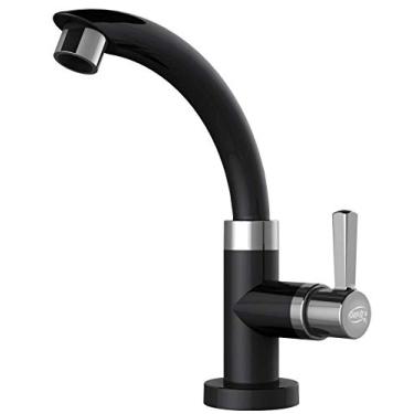 Imagem de Torneira para Banheiro de Mesa Bica Baixa Ándria Preta/Cromada Com Bitola 1/2" Durín