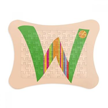 Imagem de W alfabeto laranja fruta linda moldura de quebra-cabeça decoração de imagem enfeite de quebra-cabeça