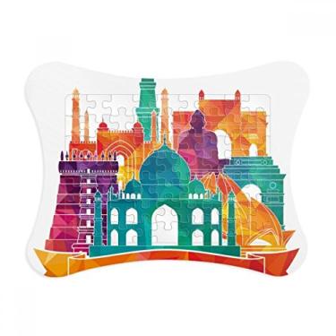 Imagem de Moldura de quebra-cabeça de ponto de referência de arquitetura de alfândega de cultura, decoração de quadros, ornamento de jogo