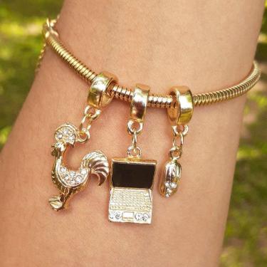 Imagem de Pulseira Profissão Publicidade Para Pandora Banhado a Ouro 18k