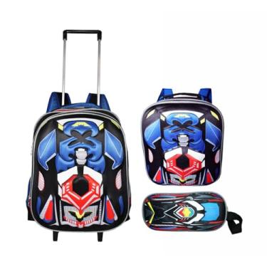 Imagem de Kit Mochila Batmovel Alto Relevo 3d Meninos Rodinhas Escolar