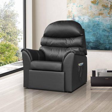 Imagem de Poltrona de Amamentação Retrátil e Reclinável - Corino Preto 