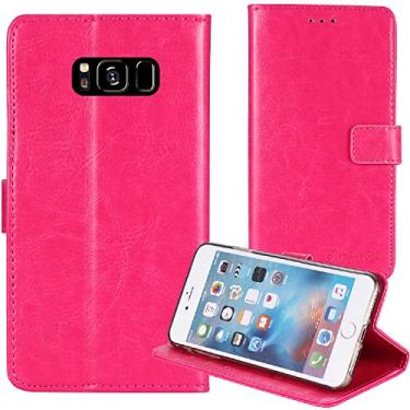 Imagem de TienJueShi Capa protetora de couro flip estilo livro rosa carteira TPU silicone Etui para Samsung Galaxy S8 5,8 polegadas