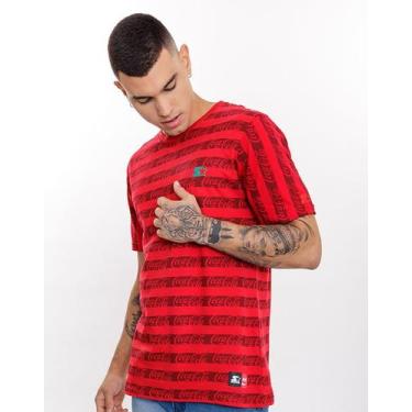 Imagem de Camiseta Starter Listrada Collab Coca Cola Full Print Vermelha