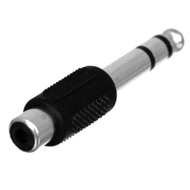Imagem de RUITEXUN Conector RCA para conector de 6,35 mm, conector macho TRS estéreo de 6,35 mm (1/4") para conector RCA fêmea adaptador de conectores prata