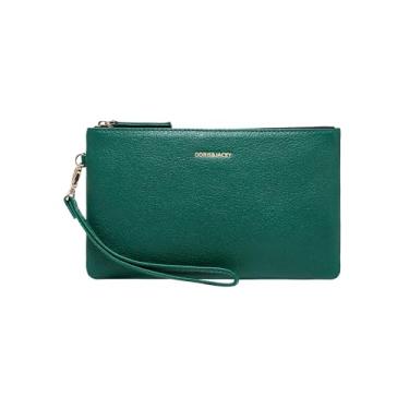 Imagem de DORIS&JACKY Carteira clutch de couro de cabra bolsa pequena com alça, Verde floresta, Middle, Pele de cabra, verde floresta