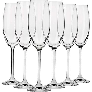 Imagem de Aeisage Conjunto de 6 taças de champanhe de cristal com haste alta de 200 ml, conjunto de 6 peças, transparente, lavável na lava-louças
