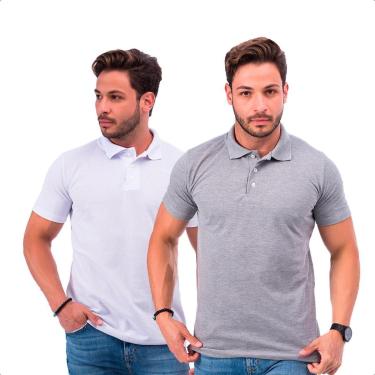 Imagem de Kit 2 Camisas Gola Polo Masculina Camisetas Qualidade Piquet Básica-Masculino