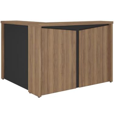 Imagem de Balcão de Atendimento Para Recepção em L Unik A02 Nogal Preto - Lyam Decor