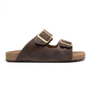 Imagem de Sandália Masculina Feminina Papete Flatform Couro Fivela