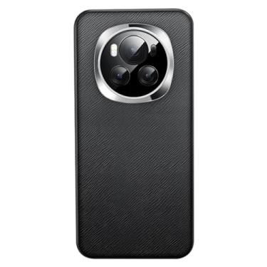 Imagem de LTLMYDAM Capa para Honor Magic 6 Pro, capa de couro fino e macio com moldura de TPU galvanizada, proteção total da câmera, à prova de choque, capa protetora para celular, preta