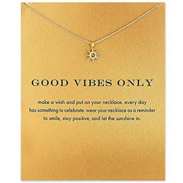 Imagem de Colar de ouro prata borboleta bússola sol amizade com mensagem de desejo de boa sorte, pingente de cartão de mensagem para mulheres, meninas, joias para melhor amiga, presentes de aniversário, Metal