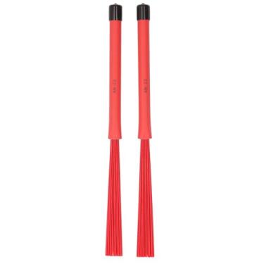 Imagem de Escova de Tambor Retrátil, 2 Peças, Escova de Baqueta, Cerdas de Plástico, Cabo de Borracha, Acessórios para Baterista, Prática de Jogo (Vermelho)
