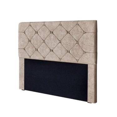 Imagem de Cabeceira Gabriela King Size Em Madeira De Reflorestamento 195cm Suede Amassado Star Confort Bege